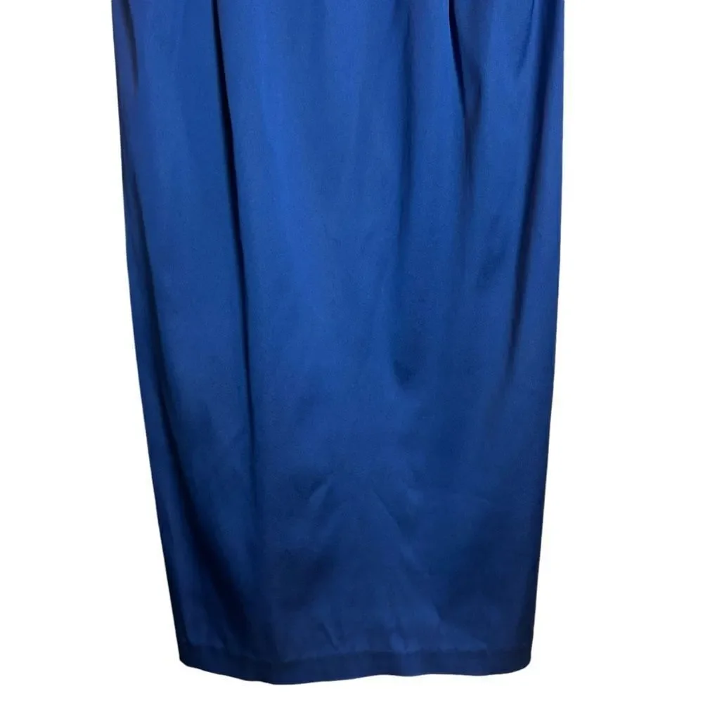 Donna Ricco New York Royal Blue Satin Knee Length Cocktail Dress Size 4P